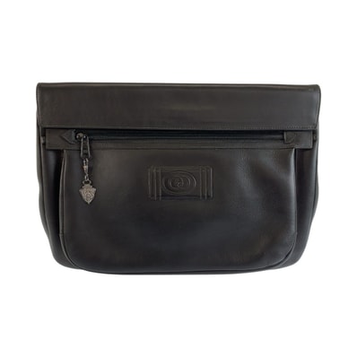 美品 GUCCI グッチ インターロッキング ブラック 黒 ガンメタ金具 レザー クラッチバッグ セカンドバッグ 603246 【中古】