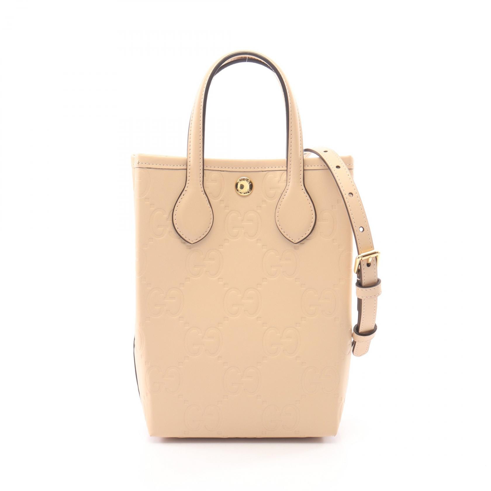 グッチ GUCCI GGスーパー ミニバッグ 2WAY ハンドバッグ バッグ レザー レディース ベージュ系 790133 【中古】