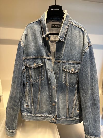 BALENCIAGA 18SS Back Logo Clash Denim Jacket "Blue"