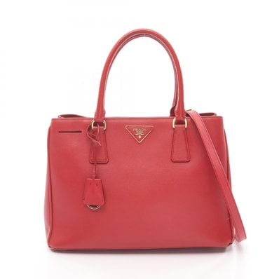 プラダ PRADA SAFFIANO ガレリア ハンドバッグ バッグ サフィアーノレザー レディース レッド系 【中古】