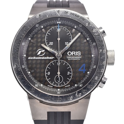 オリス ORIS 7561 BMWウィリアムズ クロノグラフ ラルフ シューマッハ 裏スケ ブラック 自動巻き メンズ 腕時計 L#147703