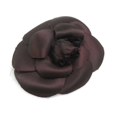 シャネル CHANEL ブローチ カメリア サテン ダークブラウン レディース【中古】 e61387a