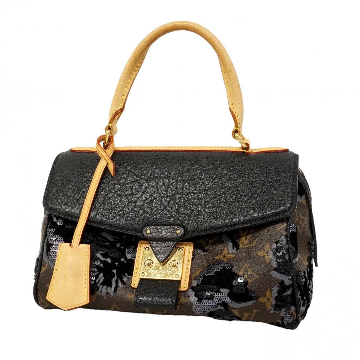 【6dc2345】ルイヴィトン ハンドバッグ モノグラム フルールドュジュカルーゼル M40434 ブラック ブラウン【中古】レディース