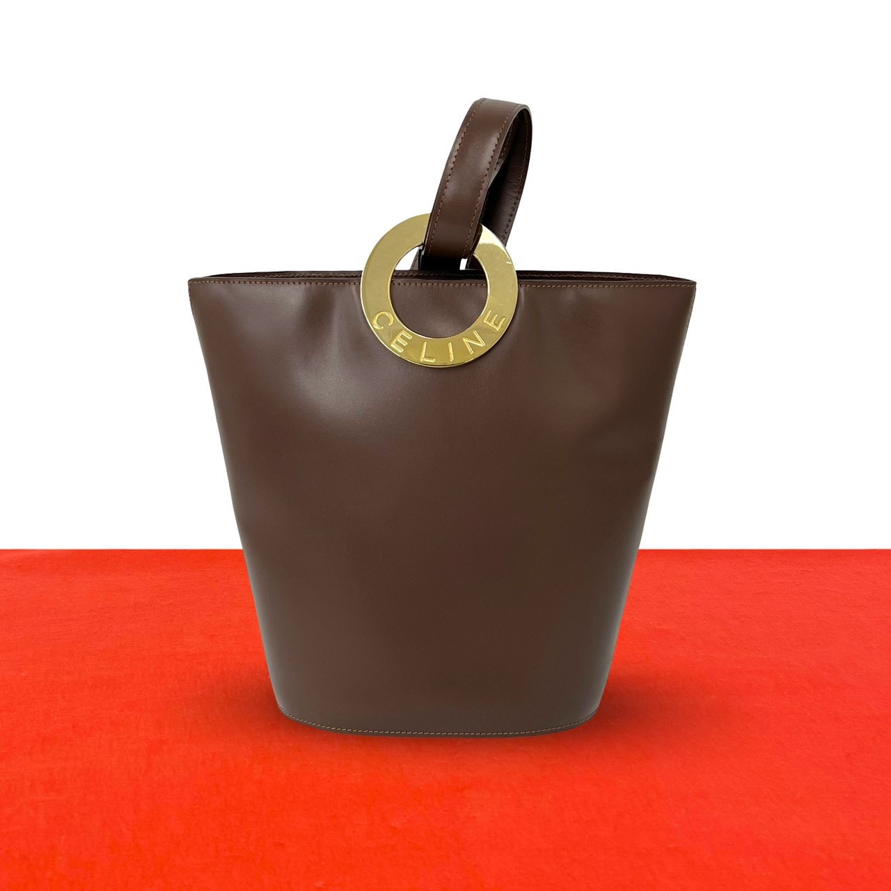 CELINE セリーヌ サークル ロゴ 金具 レザー ショルダーバッグ ブラウン
27531