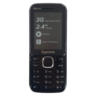 新品未使用 Supreme シュプリーム Supreme×BLU Zoey 2.4 3G ブラック ホワイト プラスチック 携帯電話 フィーチャーフォン 604406 【中古】