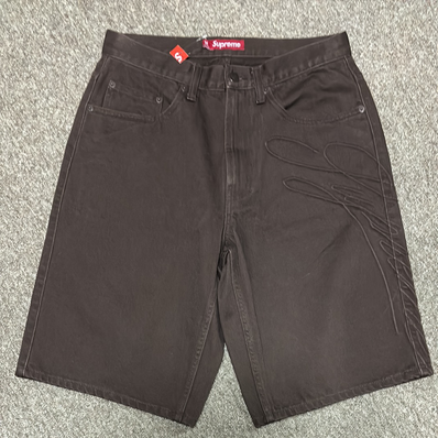 Supreme Script Baggy Denim Short "Brown"