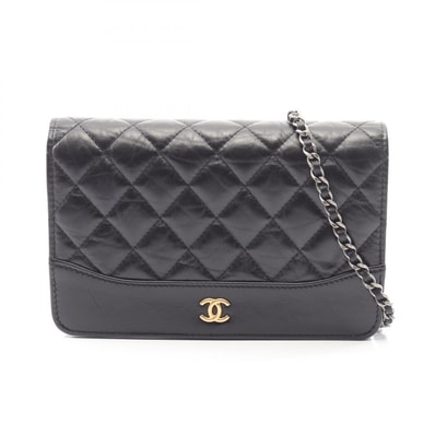 シャネル CHANEL ガブリエル ドゥ シャネル ショルダーバッグ バッグ レザー シャイニーカーフスキン レディース ブラック系 A84389 【中古】