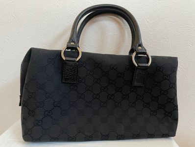 GUCCI GG Canvas Boston Handle Bag "Black"