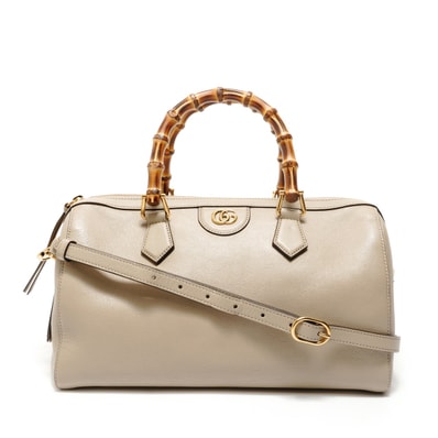 グッチ GUCCI GG ダイアナ バンブー レザー ハンドバッグ【中古】