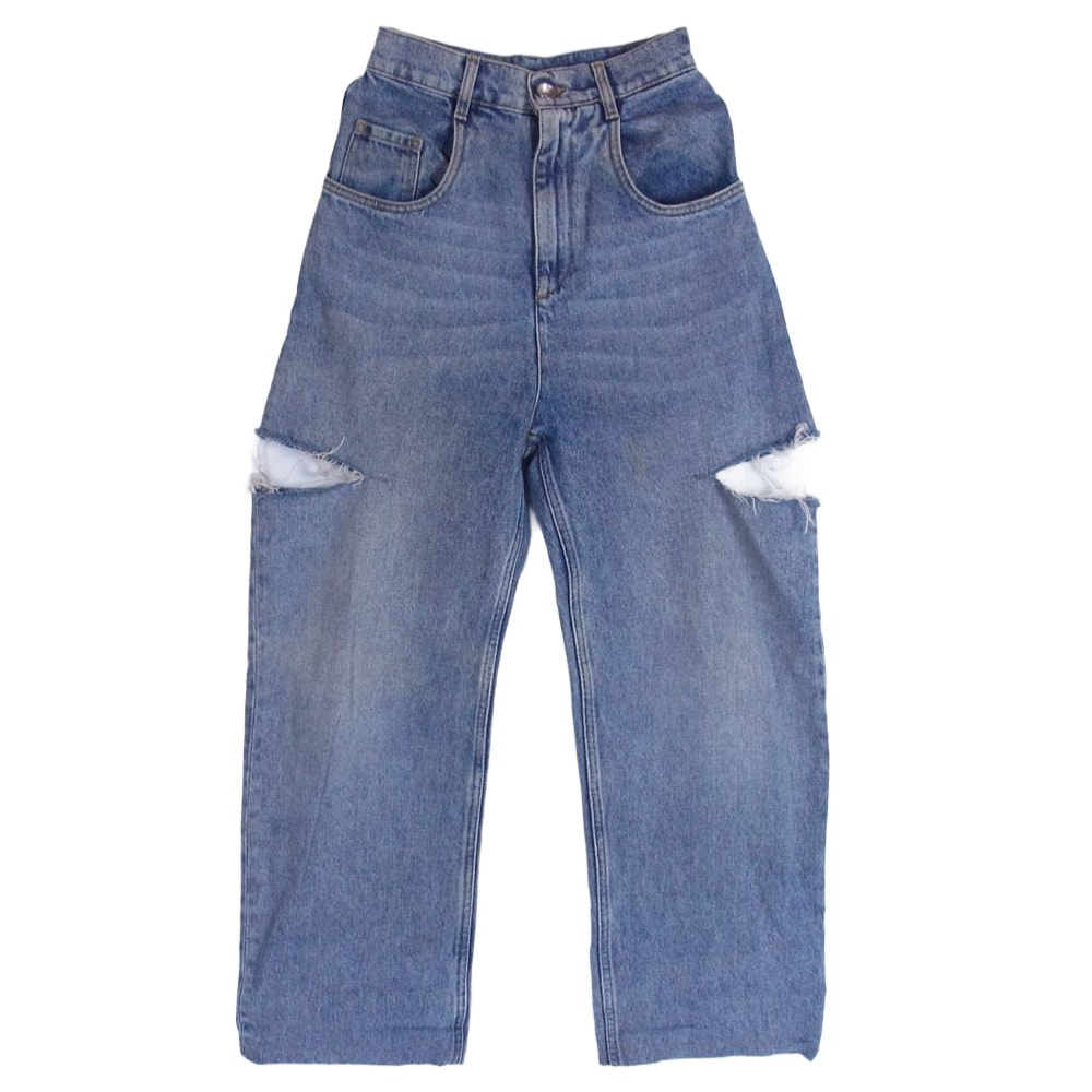 MAISON MARGIELA メゾンマルジェラ パンツ 22SS S51LA0051 四つタグ 1 SLASH DETAIL DENIM PANTS ダメージ加工 デニムパンツ ライトブルー系【中古】