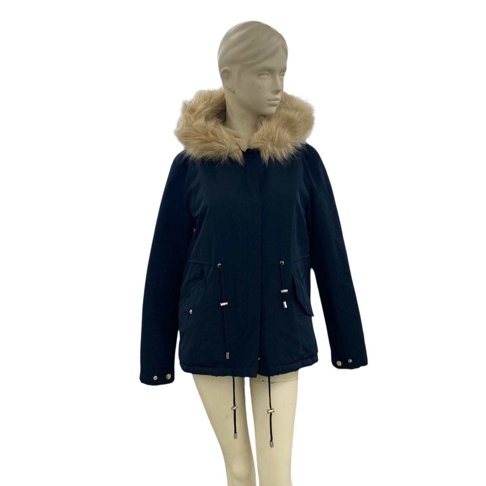 186000 ZARA ザラ 現状品 ダウンジャケット ボア ファー付き S ネイビー レディース