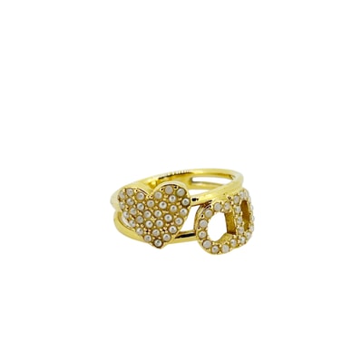 Dior Clair D Lune Ring Gold-Finish Metal with a White Resin Pearl "Gold"