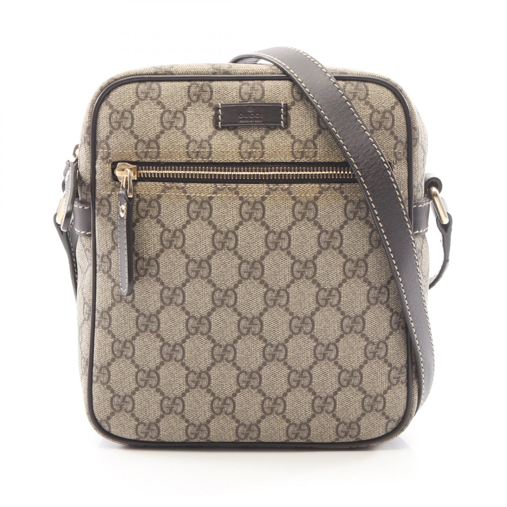 グッチ GUCCI GGスプリーム ショルダーバッグ バッグ PVCコーティングキャンバス レザー レディース ベージュ系 / ブラウン系 233268 【中古】