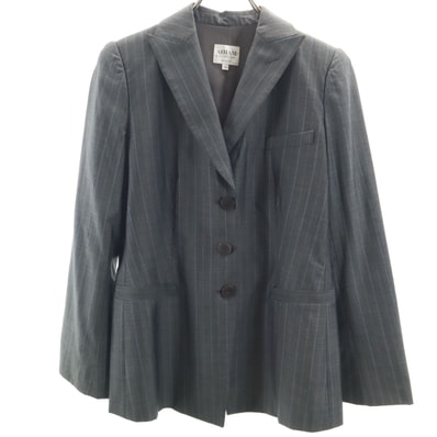ARMANI COLLEZIONI アルマーニコレッツォーニ イタリア製 ストライプ柄 テーラードジャケット 44 チャコールグレー