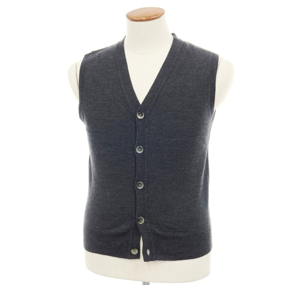 【中古】ポールスミス Paul Smith ハイゲージ ウール Vネック ニットベスト チャコール【サイズM】【メンズ】