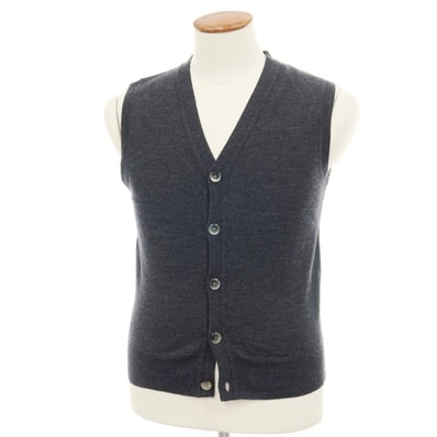 【中古】ポールスミス Paul Smith ハイゲージ ウール Vネック ニットベスト チャコール【サイズM】【メンズ】