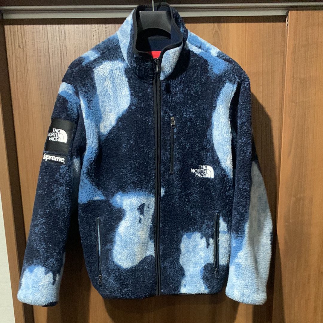 Supreme x The North Face Bleached Denim Print Fleece Jacket "Indigo"