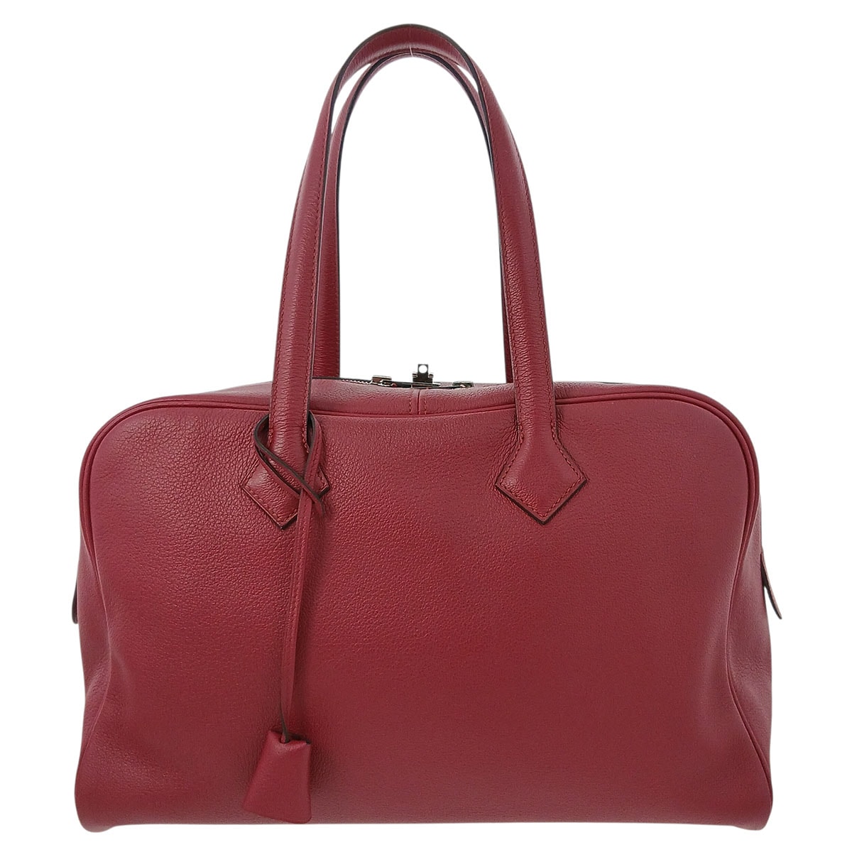 HERMES エルメス ヴィクトリア 35 ハンドバッグ ルージュカザック シルバー金具 X(2016)刻印 レディース【中古】