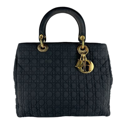 クリスチャンディオール Christian Dior ハンドバッグ レディディオール ナイロン ブラック ゴールド レディース【中古】 z9552