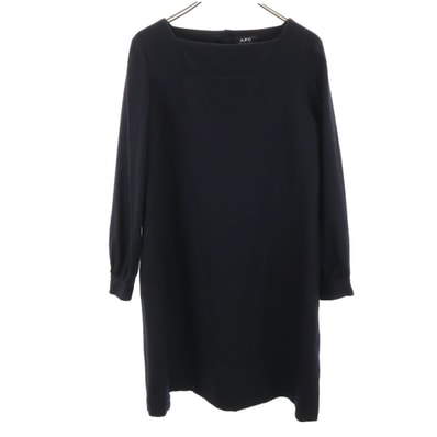 A.P.C. アーペーセー 長袖 スクープドネック ワンピース 38 ネイビー