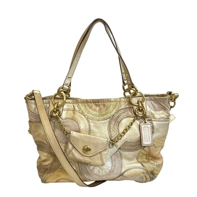 コーチ COACH トートバッグ インレイド オプアート 2way ターンロック 14833 ゴールド