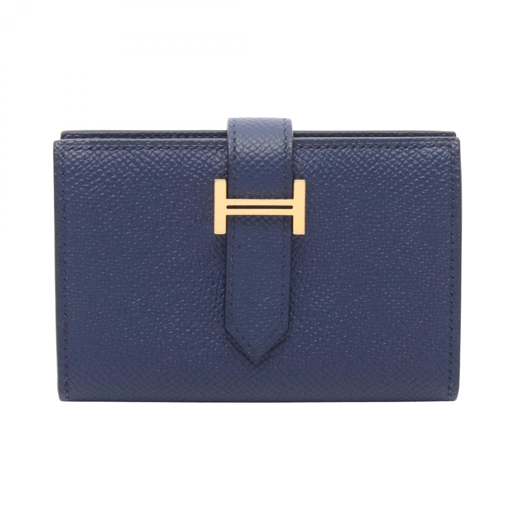 エルメス HERMES ベアンミニ カードケース アクセサリー ヴォーエプソン ヴォーエプソン ブルードプリュス B刻印(2023年製造) レディース ネイビー系 【中古】