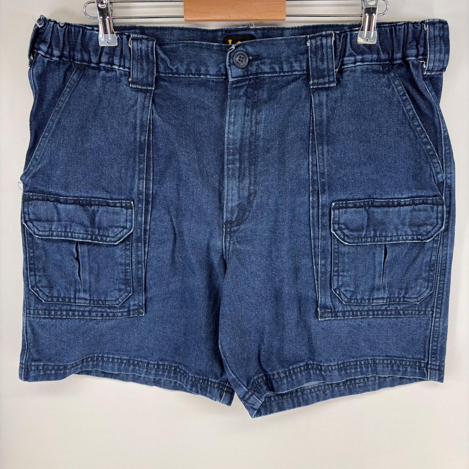 古着 リー Lee デニム パンツ カーゴ ハーフ 半ズボン ジーンズ ジーパン ショートパンツ ジッパーフライ w38 ブルー系 メンズ