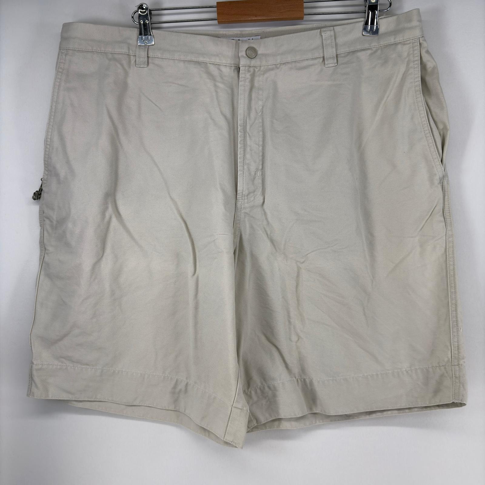 古着 コロンビア Columbia ショートパンツ ワンポイントロゴ ジップ キャンバス生地 ツールポケット アイボリー w40 ベージュ系 メンズ