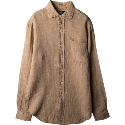 古着 ラルフローレン Ralph Lauren POLO by Ralph Lauren チェック柄 長袖 リネンシャツ メンズS相当/eaa637792