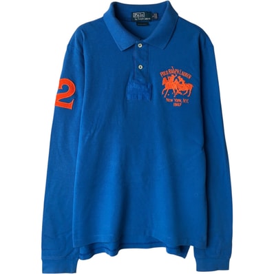 古着 ラルフローレン Ralph Lauren POLO by Ralph Lauren CUSTOM FIT ダブルポニー 長袖 ラガーシャツ メンズS相当/eaa631845
