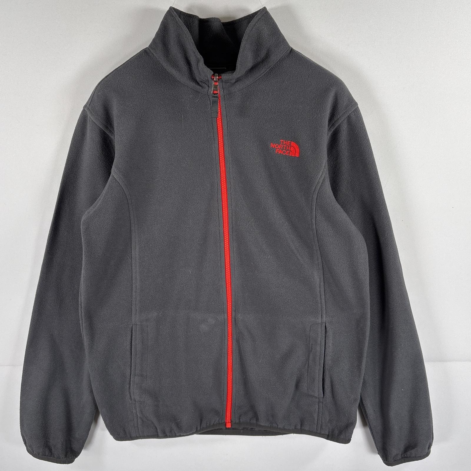 古着 ザ・ノースフェイス THE NORTH FACE フルジップフリースジャケット ワンポイントロゴ刺繍 アウトドア XL  ダークグレー ボーイズ