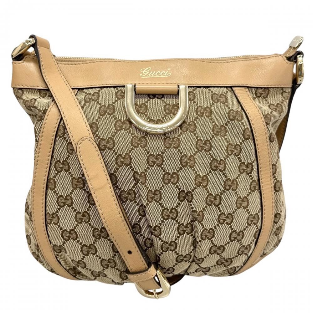 GUCCI グッチ ショルダーバッグ アビー Dリング 斜め掛け 203257 GGキャンバス ブラウン 茶 ゴールド金具 レディース【中古品】