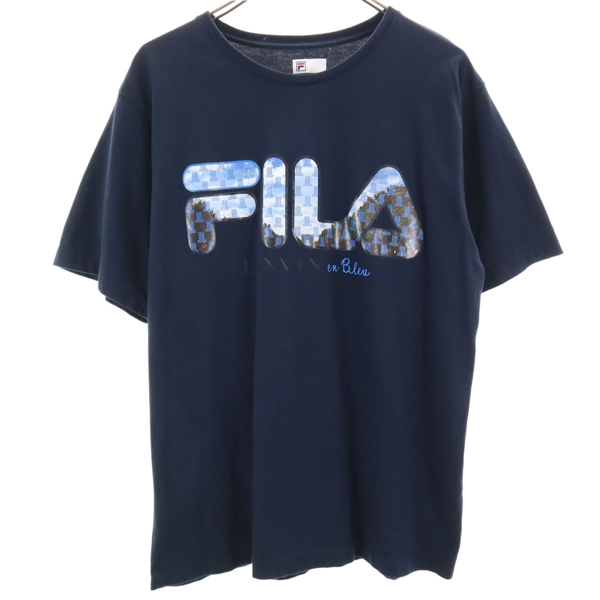 LANVIN en Bleu ランバンオンブルー FILA フィラ コラボ 半袖 Tシャツ 50 ネイビー
