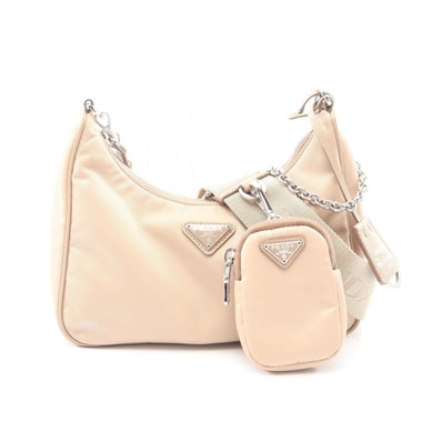 プラダ PRADA Re-Edition 2005 2WAY ショルダーバッグ バッグ ナイロン サフィアーノレザー レディース ベージュ系 1BH204 【中古】