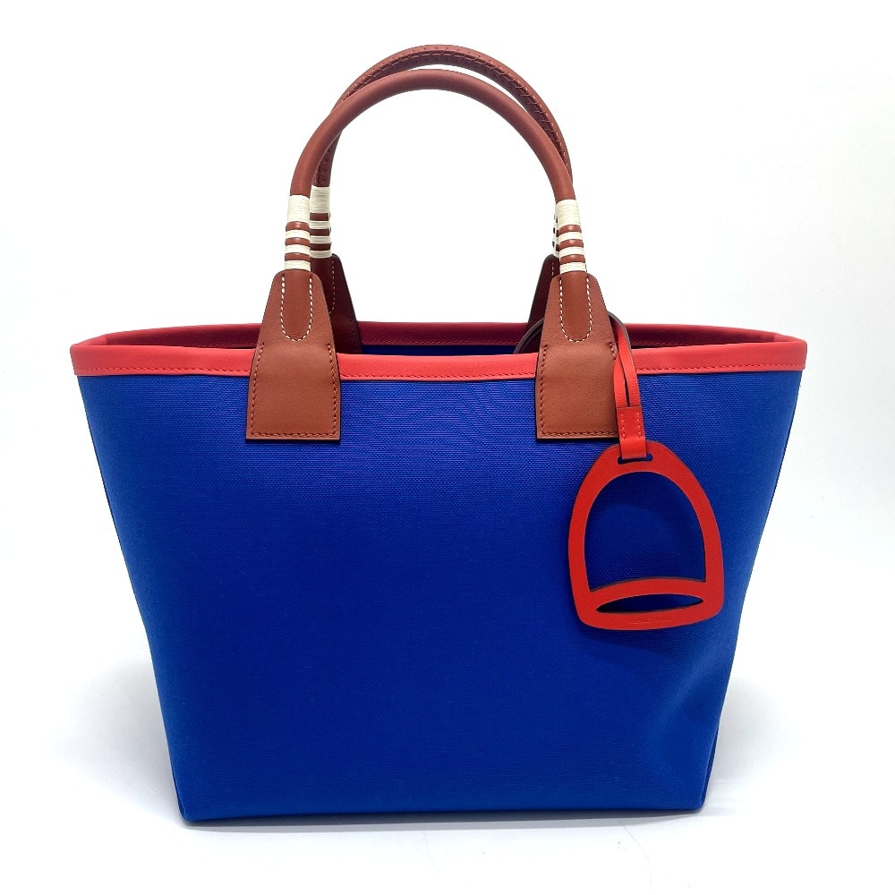 エルメス HERMES スティープル 25 カバン トートバッグ ショルダーバッグ ハンドバッグ トワルアッシュ U刻 ブルー 未使用