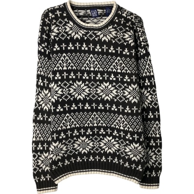 古着 90年代 ギャップ GAP オールドギャップ スノー柄 雪柄 コットンニットセーター メンズL相当 ヴィンテージ/eaa399450