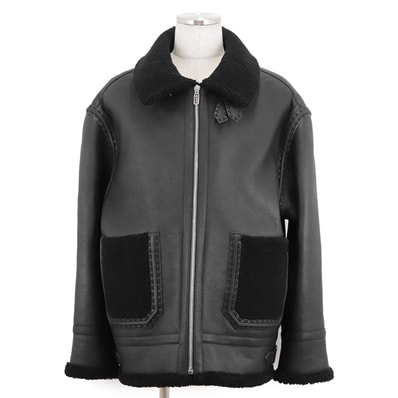 未使用 フェンディ 2023年製 セレリア ムートン ジャケット メンズ ブラック 52 FENDI