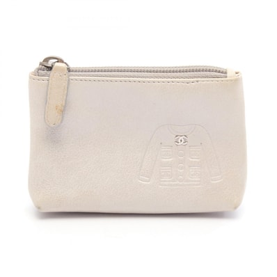 シャネル CHANEL ココマーク キーリング付き コインケース 財布 レザー レディース シルバー系 【中古】