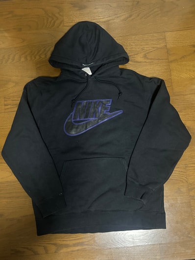 Supreme / Nike® Leather Appliqué Hooded Sweatshirt "Black"