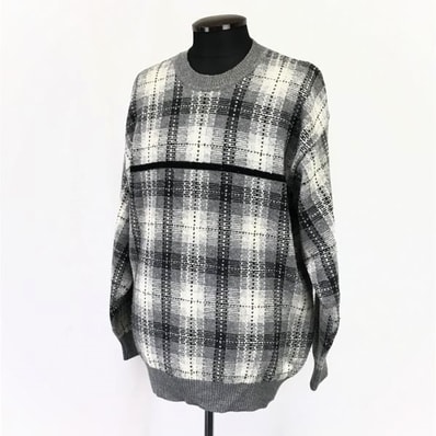ダンヒル/dunhill Sport★100%ウール/セーター【メンズL/グレー系チェック柄】デサント製/ゴルフウェア/GOLF/Tops/sweater◆cBH426