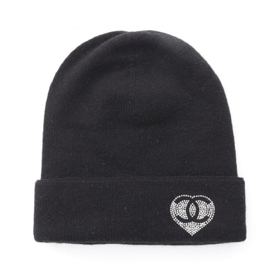 シャネル CHANEL ココマーク ニットキャップ 帽子 カシミヤ レディース ブラック系 【中古】