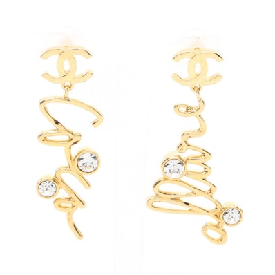 シャネル CHANEL ココマーク ロゴ ピアス ジュエリー GP(ゴールドメッキ) ラインストーン レディース ゴールド系 / クリア系 【中古】
