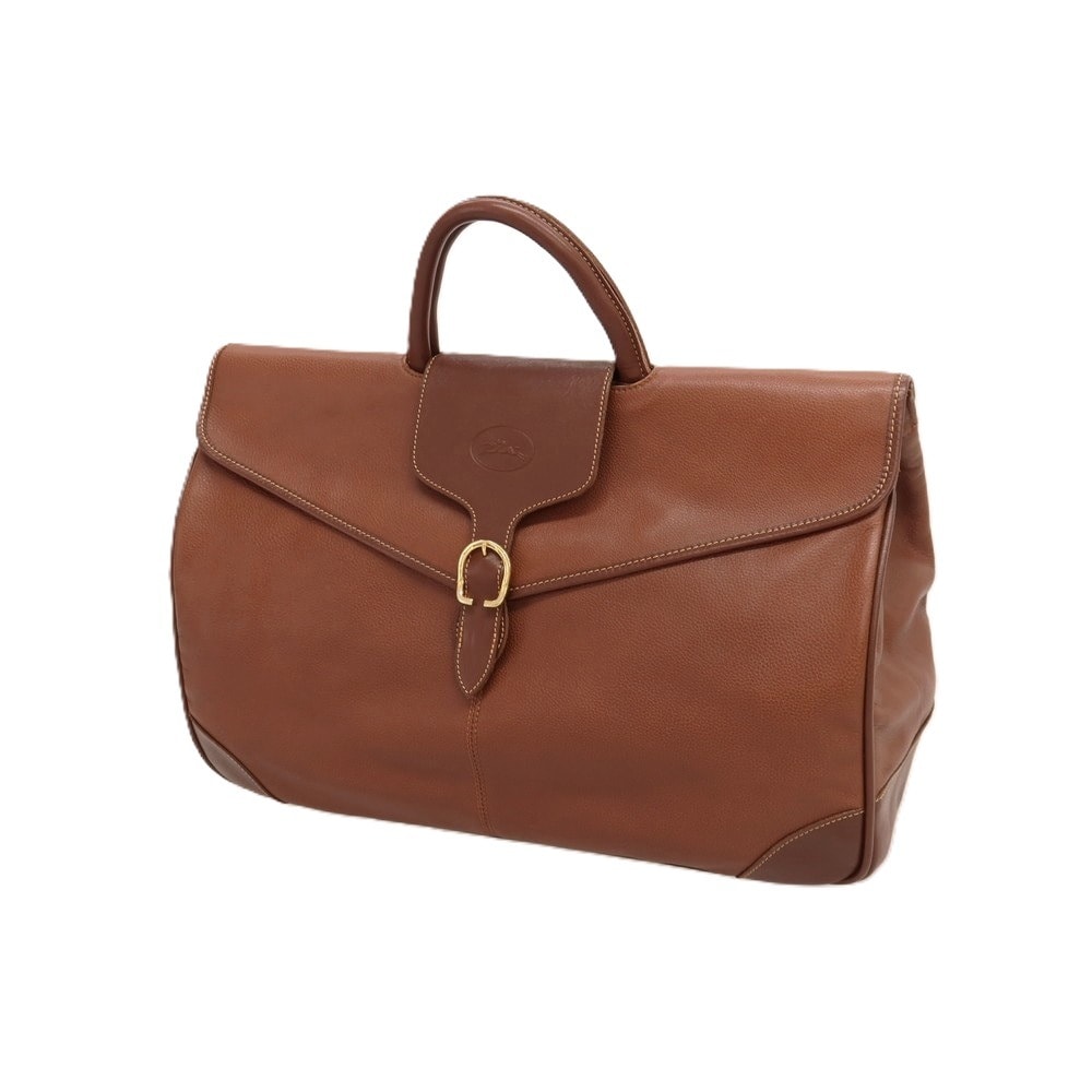 【中古】ロンシャン Longchamp レザー ボストンバッグ ブラウン【WxH33xD17.5】【メンズ】