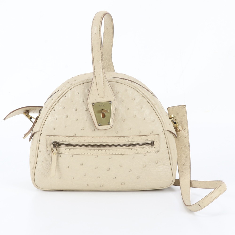 ■美品 グッチ90671 ショルダーバッグ オーストリッチ レザー