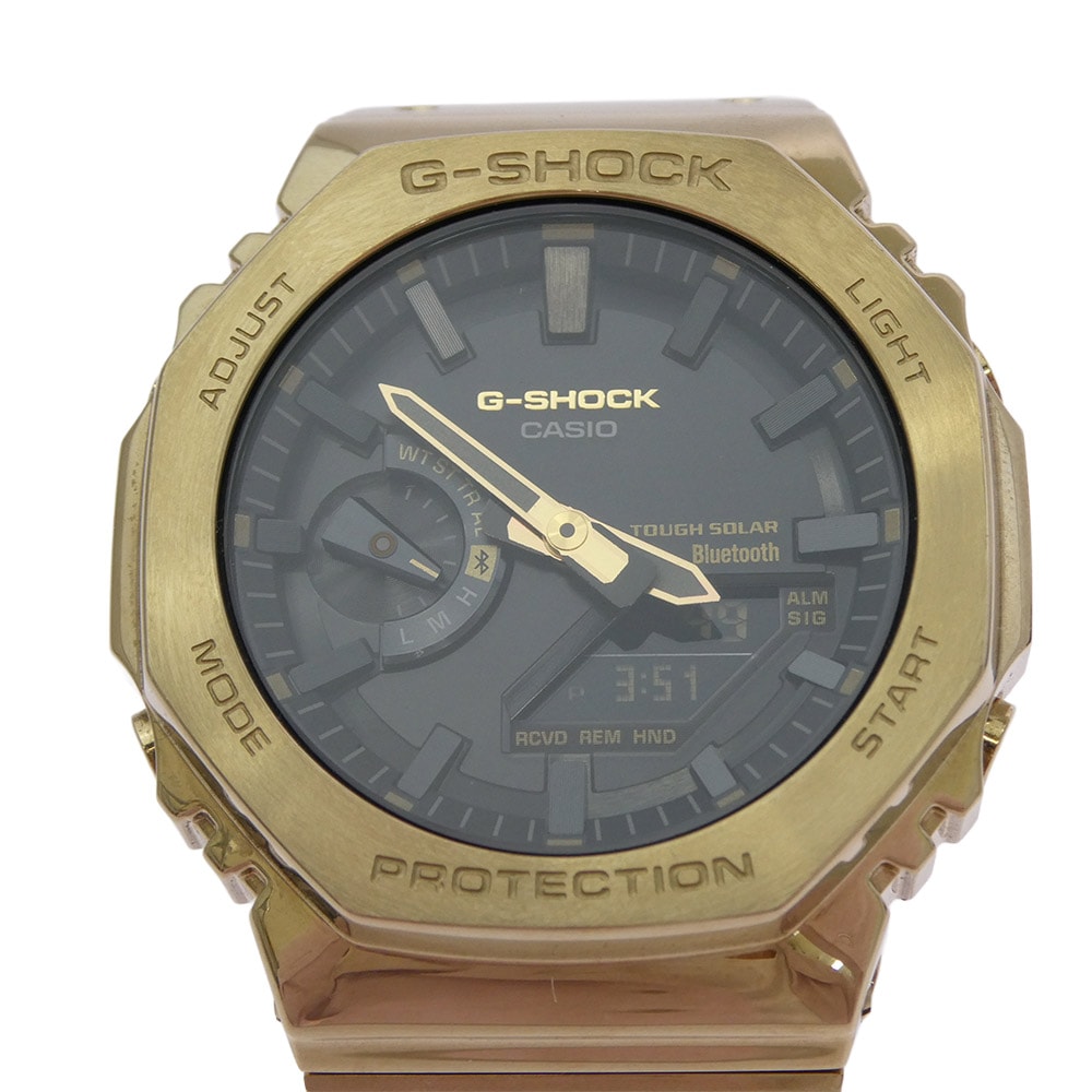 CASIO G-SHOCK カシオ ジーショック 時計 GM-B2100GD フルメタル  タフソーラー モバイルリンク 腕時計 ウォッチ ゴールド系 ブラック系【中古】