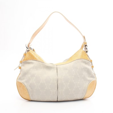 セリーヌ CELINE パリマカダム ショルダーバッグ バッグ キャンバス レザー レディース グレー系 / イエロー系 【中古】