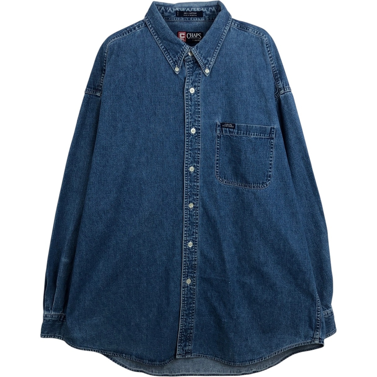 古着 ラルフローレン Ralph Lauren CHAPS チャップス 長袖 ボタンダウンデニムシャツ メンズXL相当/eaa663277