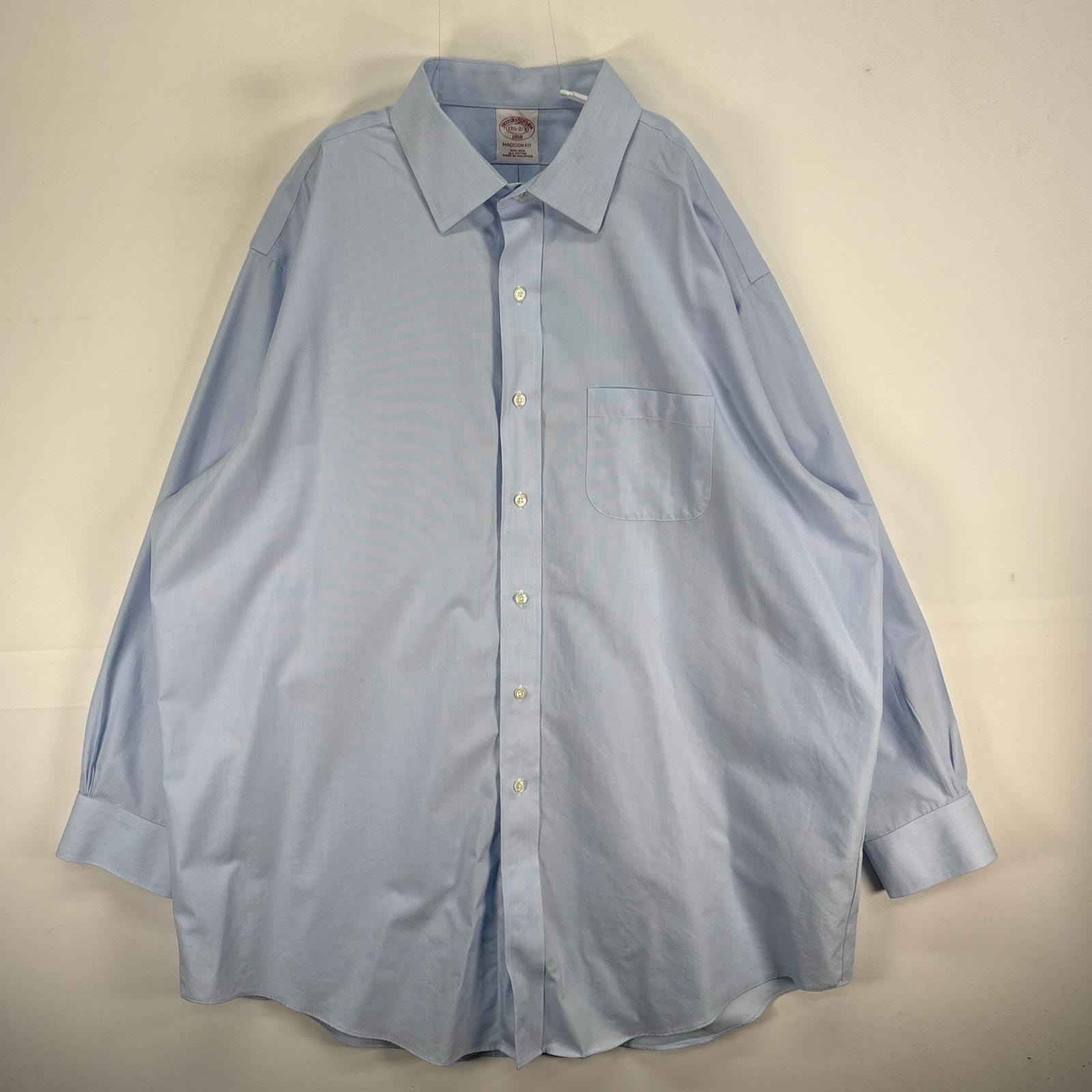 古着 ブルックスブラザーズ Brooks Brothers 長袖シャツ 胸ポケ カラーステイ XL  ブルー系 無地 メンズ