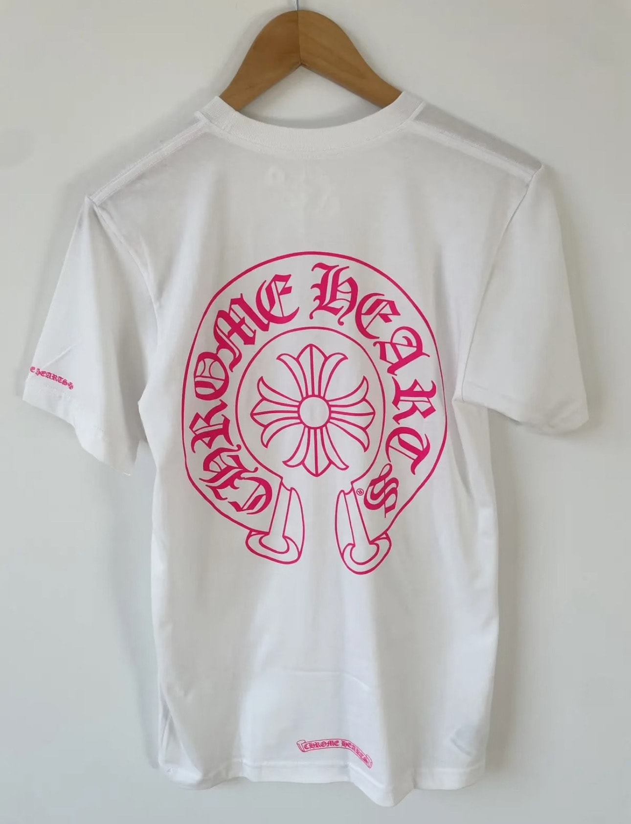 Chrome Hearts Pink Logo Horseshoe S/S Pocket Tee "White"