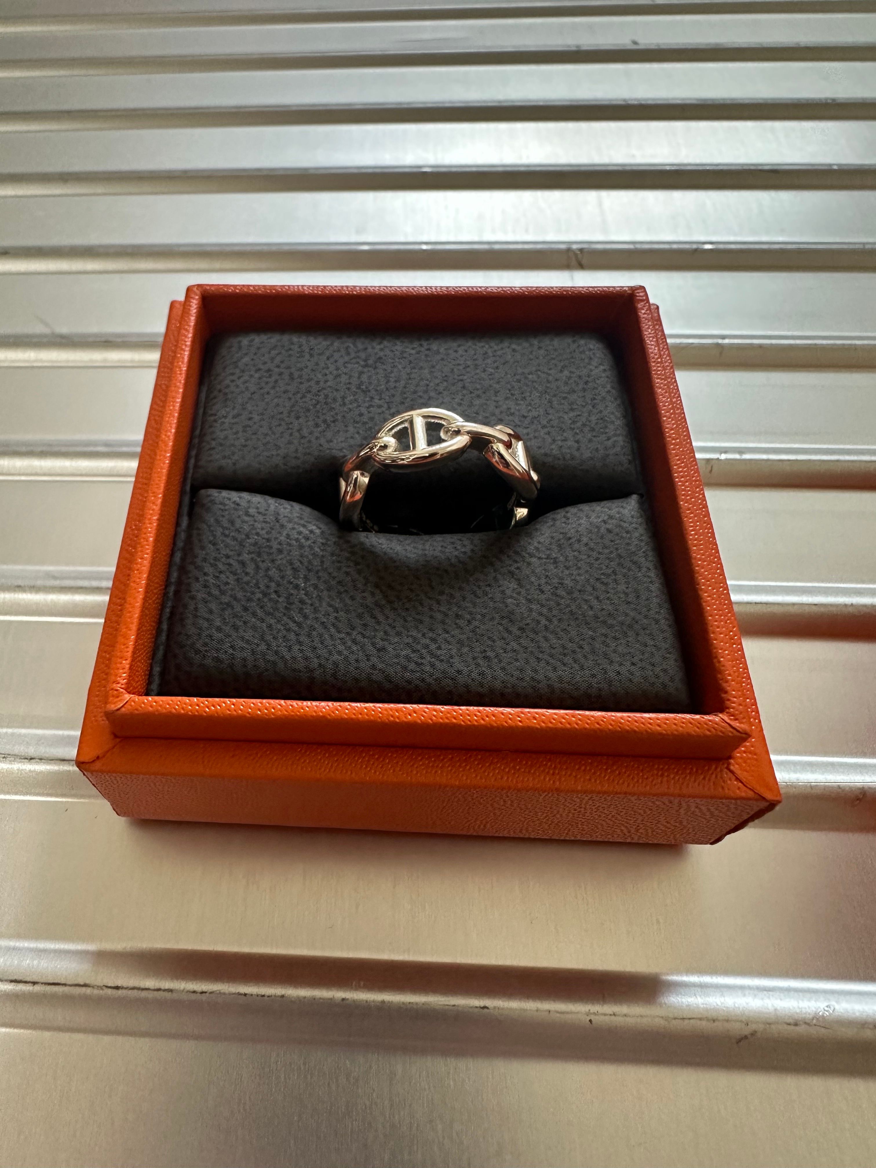 Hermes Chaine D'ancre Enchainee Ring Small Model "Silver"
